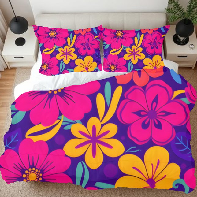 Estilo Colorido Blooms-Dopamina - Flores Retro (Colorful Blooms-Dopamine Style Pillow Case)