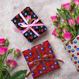 Estilo Colorido Mexicano Padrão Floral Negrito Ele
