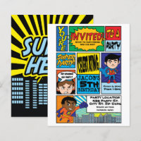 Estilo Comic Orçamentário Herói Convites de Aniver