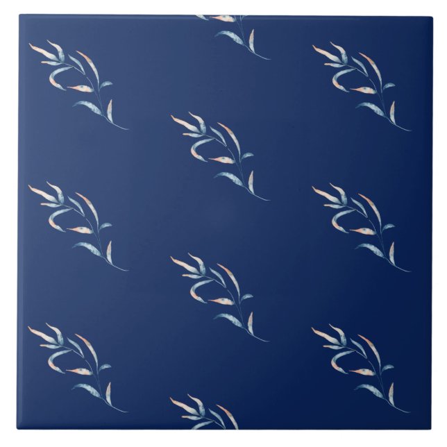 Estilo costeiro com aquarela azul coral com algas  (Frente)