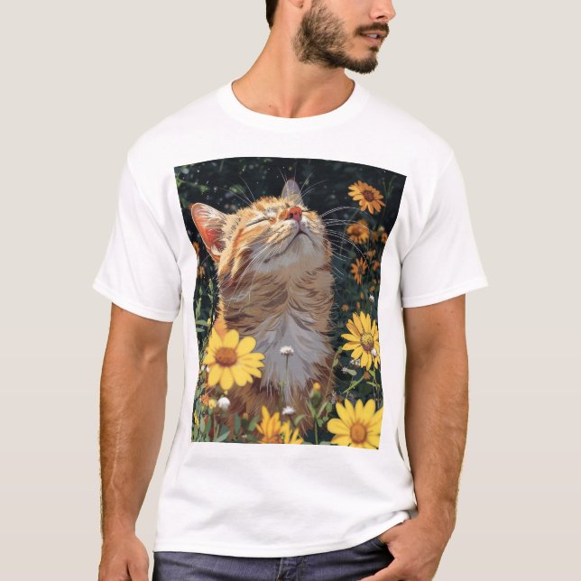 Estilo de Animo Bonito Design de Camisa de Gato (Frente)