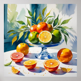 Estilo de Aquarela Citrus Vignette Poster