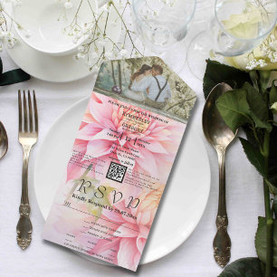 Estilo de Aquarela Rosa Dahlia Floral Código QR Fo