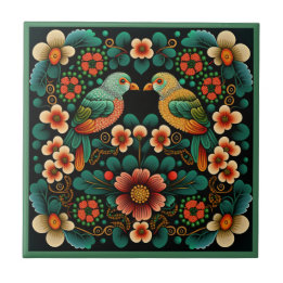 Estilo de arte, estilo flor, padrão de aves, azule