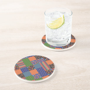 Estilo de Arte Folha Faux Patchwork Porta copos Sa