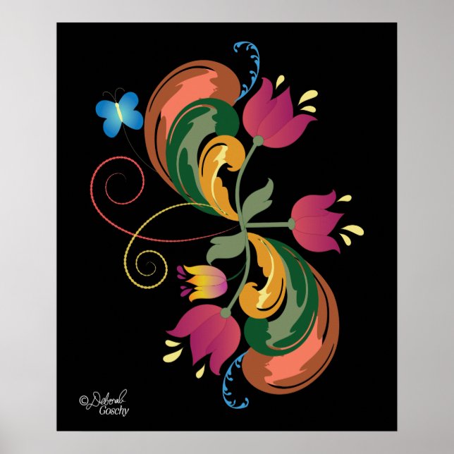 Estilo de Arte Foliar Escandinavo Poster (Frente)