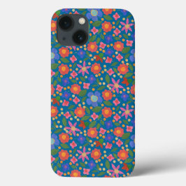 Estilo de Arte Folk Floral no Mini Caso iPad Azul