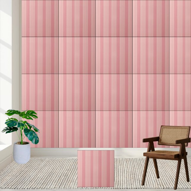 Estilo de Azulejo cerâmico com risca rosa 2 (Pink Striped Ceramic Tile Style 2)