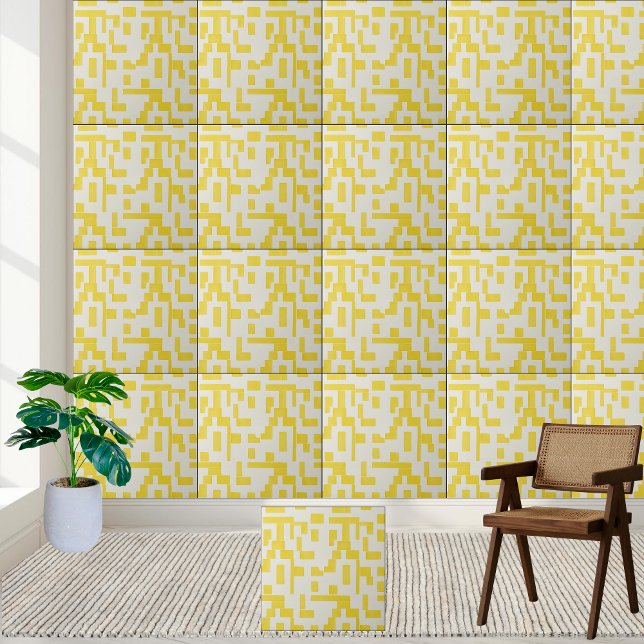 Estilo de Azulejo cerâmico de padrão amarelo geomé (Geometric Yellow Pattern Ceramic Tile Style 2)