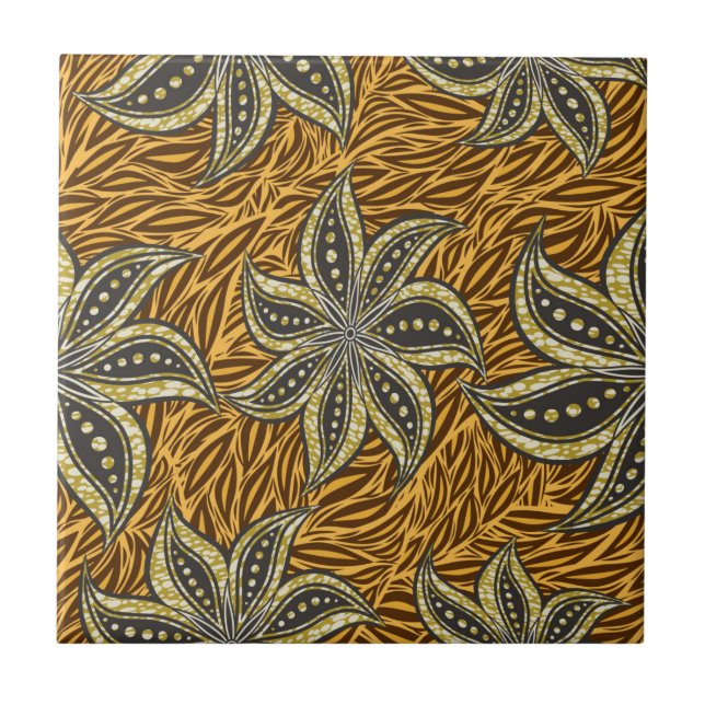 Estilo de Batik Floral Abstrato africano (Frente)