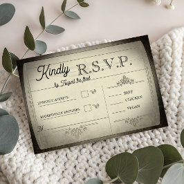 Estilo de Bilhete Antigo de RSVP de Casamento