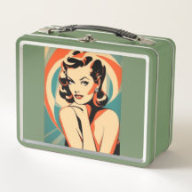 Estilo de Deco de Arte Metal Lunchbox Pin Up Poste