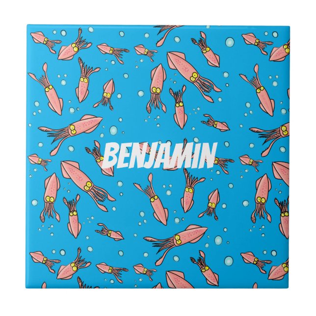 Estilo de desenho animado de lula rosa e engraçado (Frente)