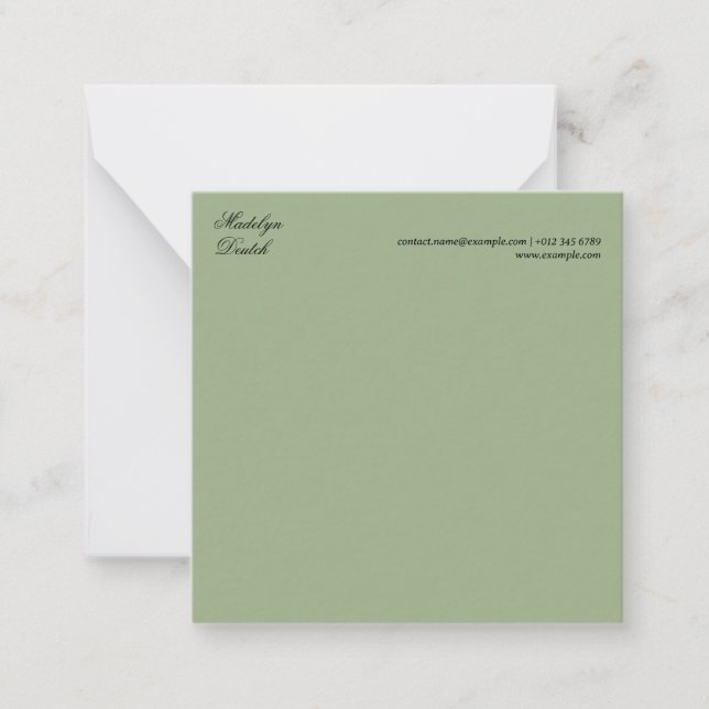 Estilo de Design de Cartão de Nota Verde Sage Eleg (Frente)