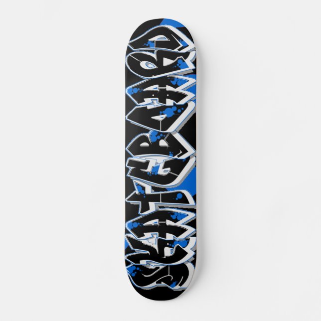 Estilo de grafite de skate azul e preto (Frente)