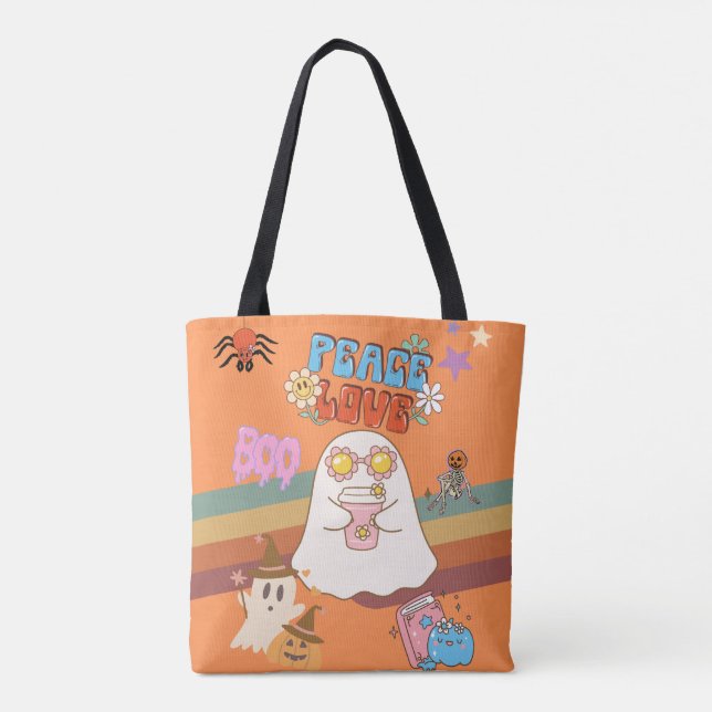 Estilo de Groovy Fantasma Laranja Saco de Tote (Verso)