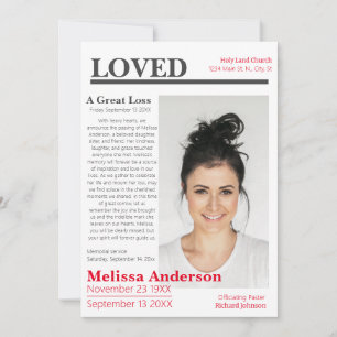 Estilo de Jornal Elegante Convite Funeral