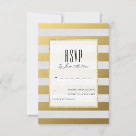 Estilo de Listras Douradas e Brancas para RSVP de