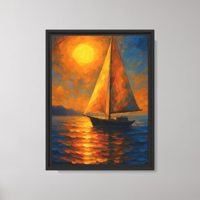 Estilo de óleo de veleiro sunset Canvas (Frente)