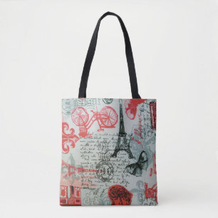 "Estilo de Paris" Tote Bag All-Over-Impressão