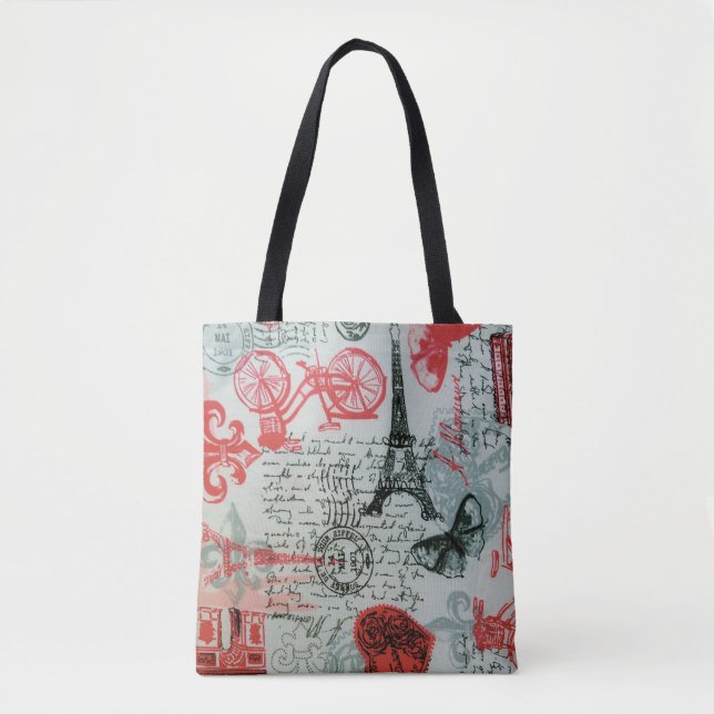"Estilo de Paris" Tote Bag All-Over-Impressão (Frente)