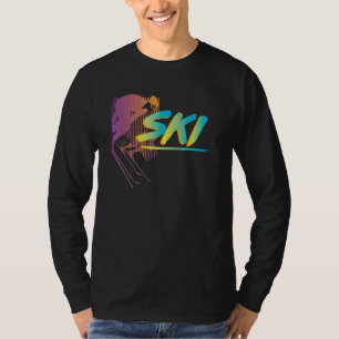 Estilo de Retro Esquema Camiseta Esqui Neve Esqui 