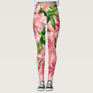 Estilo de Vintage Arte Tropical Flor Leggings Lily