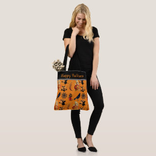 Estilo de Vintage Padrão de Halloween Grande Tote 