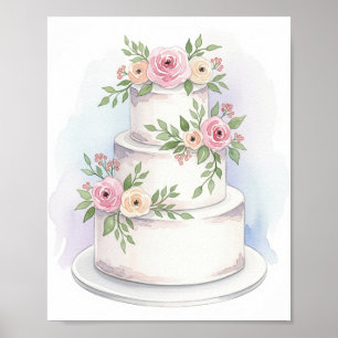 Estilo de Watercolor Impressão de Bolo