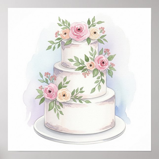 Estilo de Watercolor Impressão de Bolo (Frente)