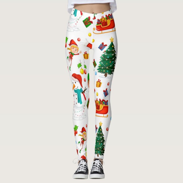 Estilo Diva Padrão de Natal em leggings (Frente)