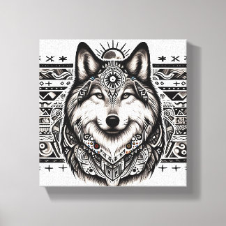 Estilo do Sudoeste Wolf Face Canvas