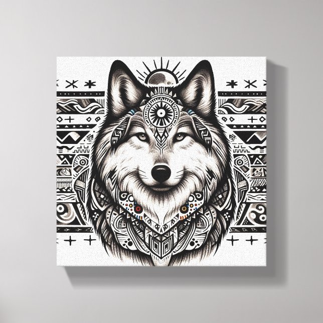 Estilo do Sudoeste Wolf Face Canvas (Frente)