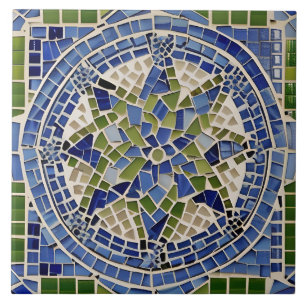 Estilo Espanhol Simulado Azul Mosaico e Verde