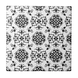 Estilo Floral Damask Vintage Preto e Branco