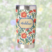 Estilo Floral Willam Morris Azul Vermelho Dourado