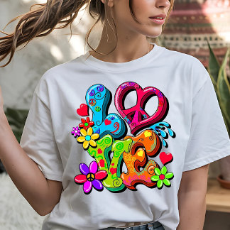 Estilo Hippie Colorido Gráfico de AMOR