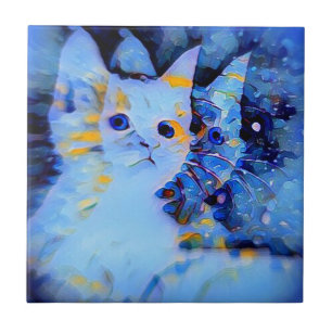 Estilo Impressionista Azul de Arte de Gato