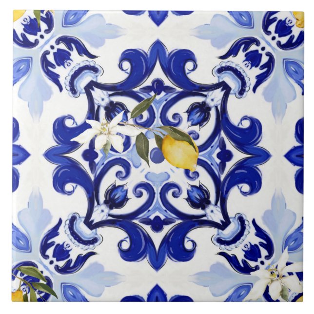 estilo italiano,azulejos,majolica,limão,Impressão  (Frente)