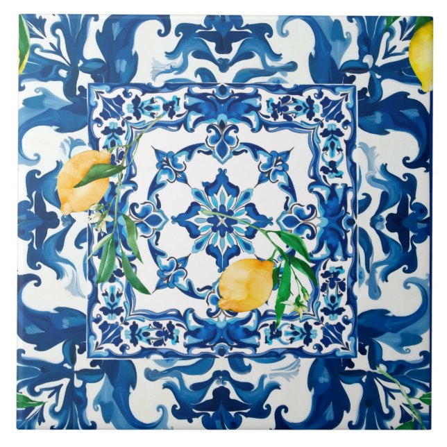 estilo italiano,Mediterrâneo,mosaico,azul, (Frente)