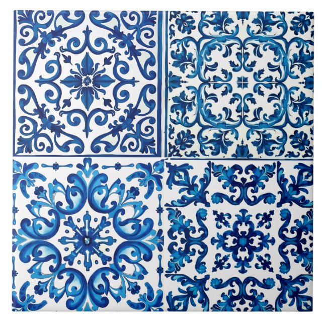 estilo italiano,Mediterrâneo,mosaico,azul, (Frente)