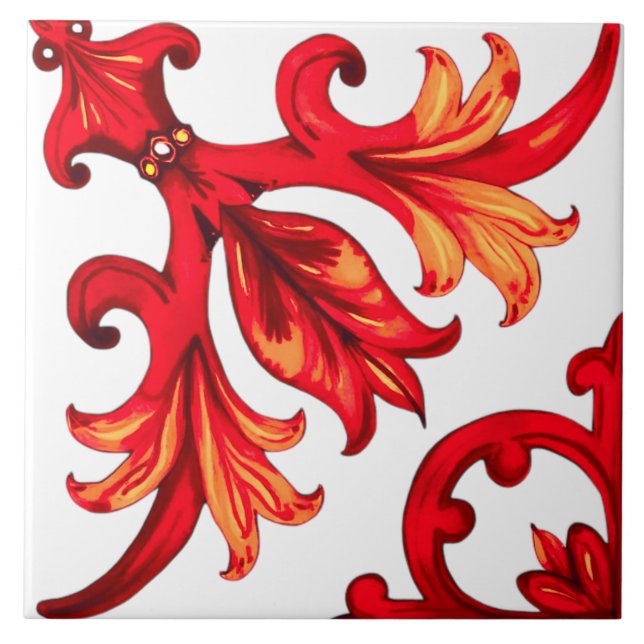 Estilo italiano,mosaico,vermelho (Frente)