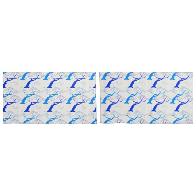 Estilo japonês padrão de cerejeira em azul (Traseira-Conjunto)