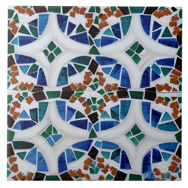 Estilo Mexicano Simula Vermelho Mosaico Verde Azul (Frente)