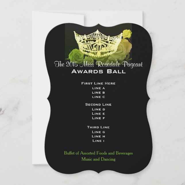 Estilo Miss América Crown & Rosa Ball (Frente)