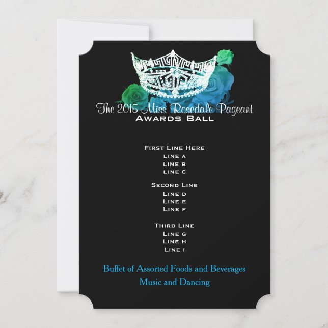 Estilo Miss América Crown & Rosa Ball/Invtn (Frente)