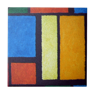 Estilo Mondrial Abstrato Azul Verde Laranja