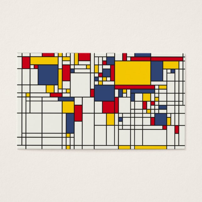 Estilo Mondrian do Abstrato do Mapa Mundial (Frente)