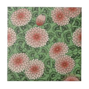 Estilo Morris Verde Rosa Chrysanthemum Repro