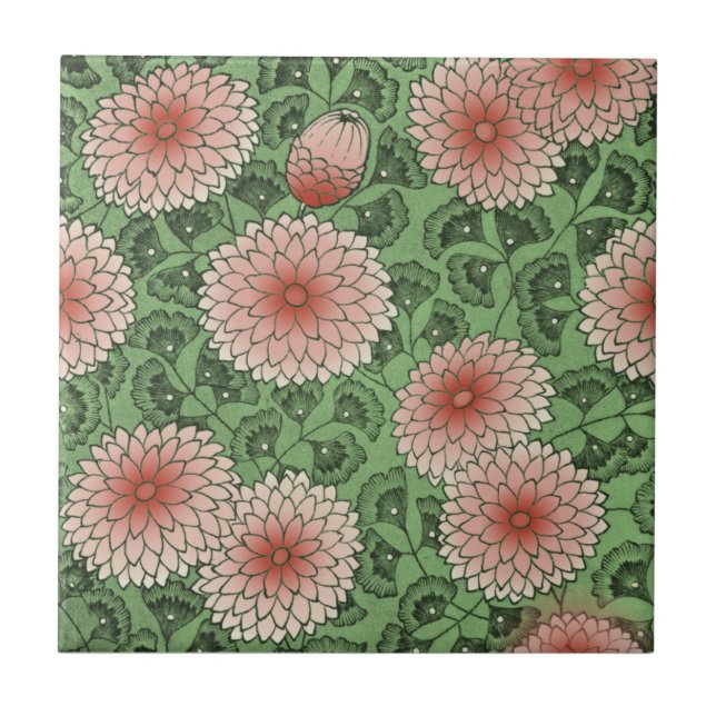 Estilo Morris Verde Rosa Chrysanthemum Repro (Frente)